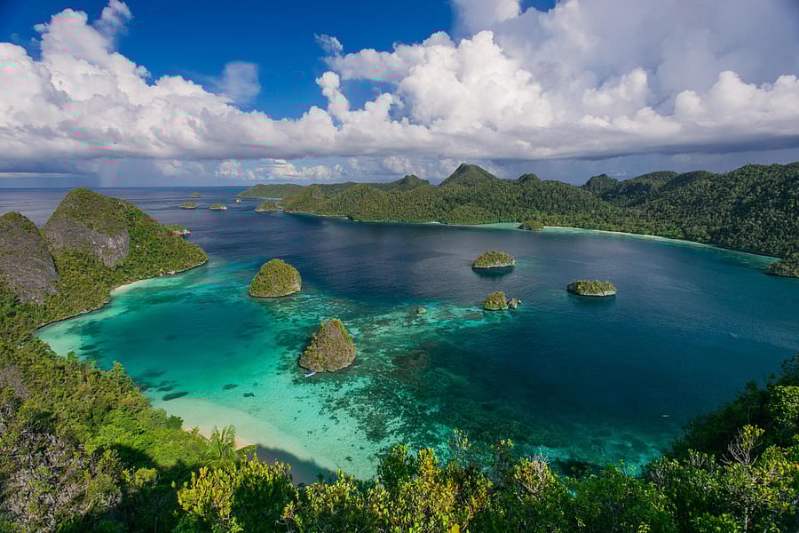 An aerial view of the islands in Papua New Guinea