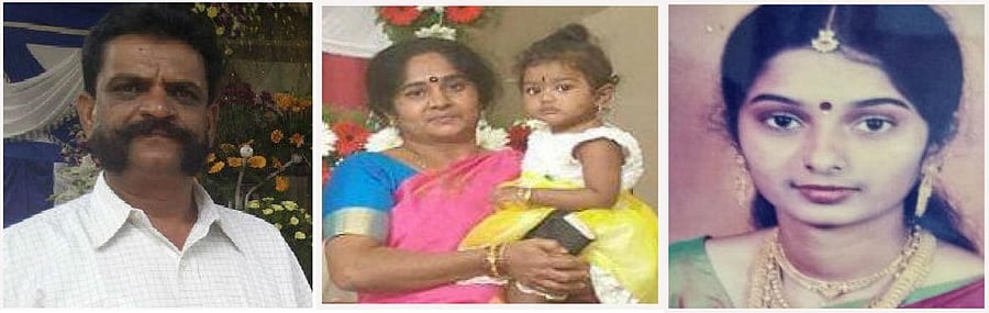 Sudharani (right) offered sleeping pills to her parents Janardhan and Sumithra, and smothered her six-year-old daughter Sonica, in Doddabommasandra in Vidyaranyapura.