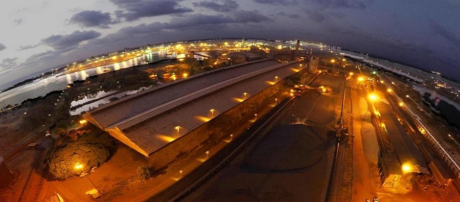 A night view of KIOCL pellet plant in Mangaluru.