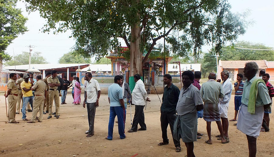 Several structures seen near Kicchugutti Maramma temple in Sulvadi of Hanur taluk in Chamarajanagar district.