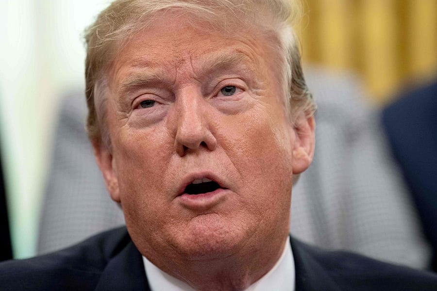 US President Donald Trump speaks during a signing ceremony for the Space Policy Directive-4 (SPD-4) on February 19, 2019, at the White House in Washington, DC. - Trump, on June 18, 2018, directed the US Defense Department to establish a Space Force as the