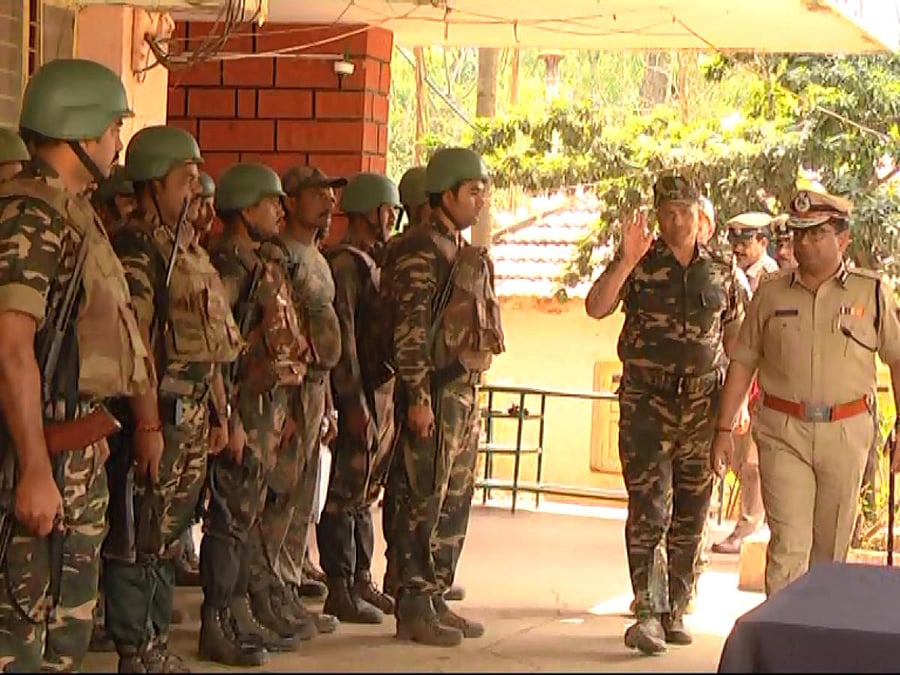 ANF IGP Soumendu Mukherjee visits Kutta police station on Monday, to carry out a follow-up of the combing operation.