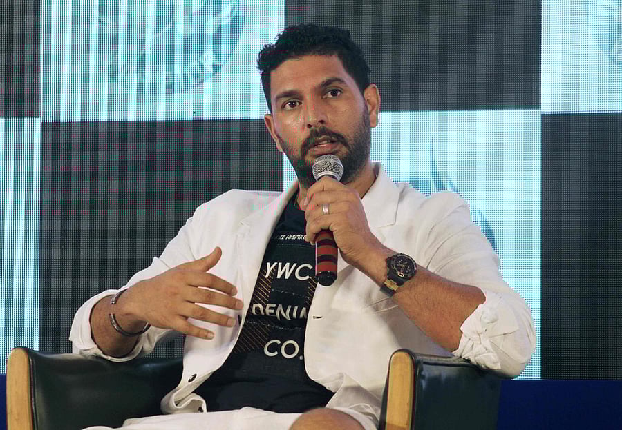 Yuvraj Singh speaks during a news conference to announce his retirement from international cricket, in Mumbai on June 10, 2019. (Photo by AFP)
