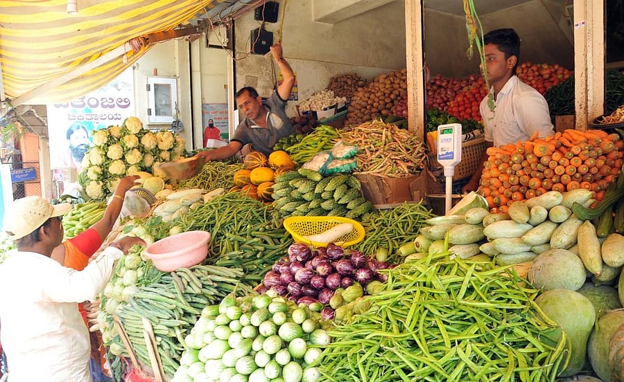 A vegetable shop in a Shettarabeedi in Chikkamagaluru.