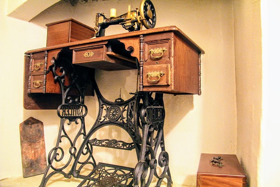 An antique sewing machine