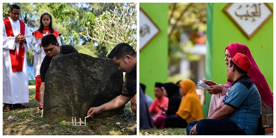 Multi-faith prayer held in memory of the 2004 tsunami victims. (Photo by DH and AFP)