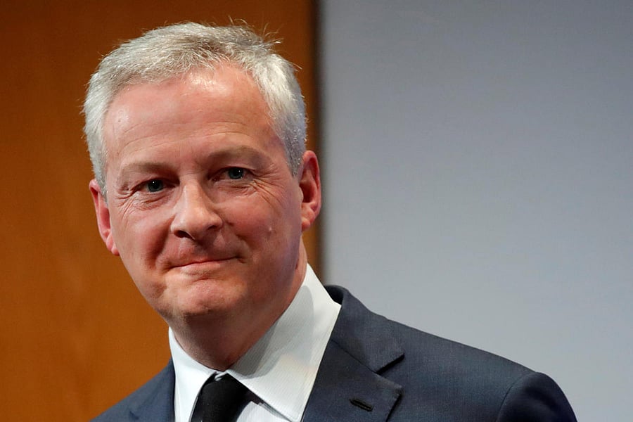 French Finance Minister Bruno Le Maire reacts after his New Year address to France's economic actors and the press at the Bercy Finance Ministry in Paris. (REUTERS photo)