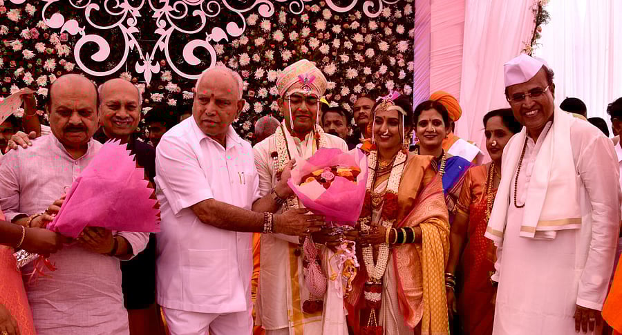 Chief Minister B S Yediyurappa on Sunday attended a marriage ceremony in Belagavi (DH Photo)