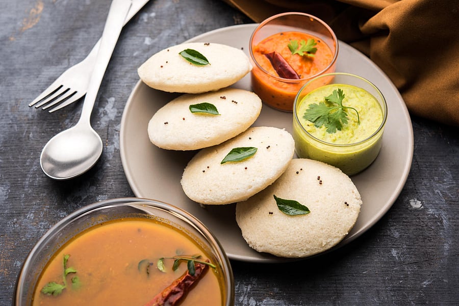 Idli is most commonly served with chutney and sambar.