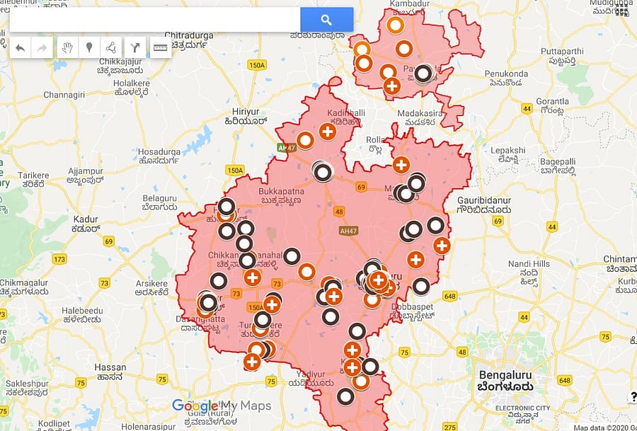 This web application indicates the locations of hospitals and the status of people quarantined to prevent the spread of COVID-19. (Photo by special arrangement).