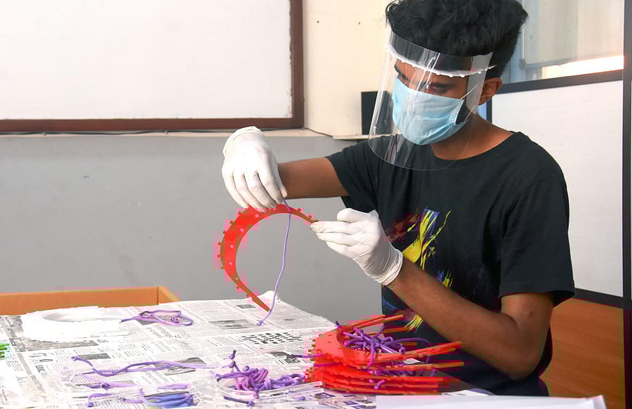  Face Shields for COVID-19 Warriors being designed at the Lab in SCEM