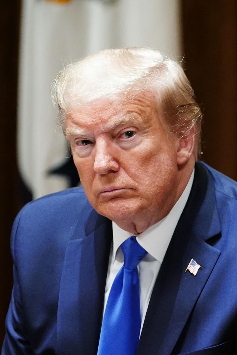 US President Donald Trump looks on during a meeting with military leaders and his national security team in the Cabinet Room of the White House in Washington, DC on May 9, 2020. (Photo by MANDEL NGAN / AFP)