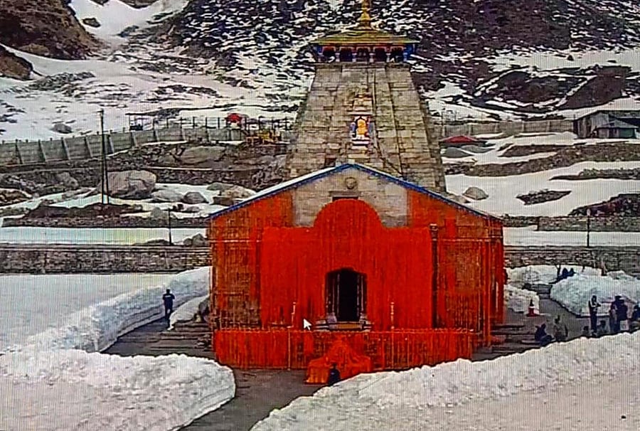 Portals of Kedarnath Temple open amid a nationwide lockdown in the wake of coronavirus pandemic, in Rudraprayag district (PTI Photo)