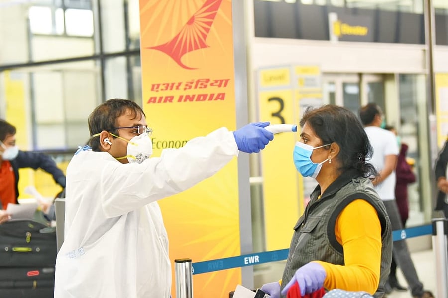 Air India evacuation flight from US departing Newark for Delhi and Hyderabad. Credit: Twitter (@ROBChandigarh)