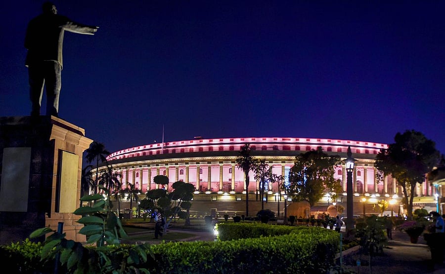 A view of the Parliament House ahead of the winter session of Parliament, in New Delhi. (PTI Photo)
