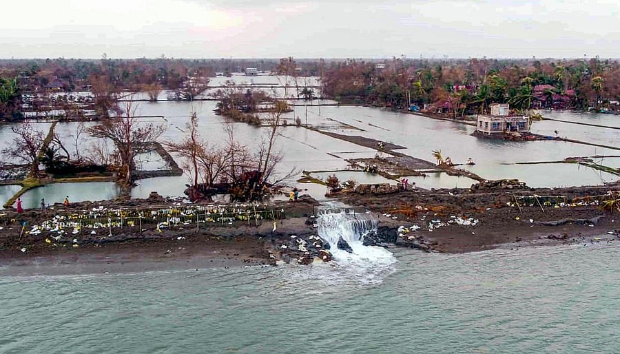 A view of the Cyclone Amphan affected area of Namkhana near the Sunderbans, in South 24 Parganas district of West Bengal, Monday, May 25, 2020. (PTI Photo)