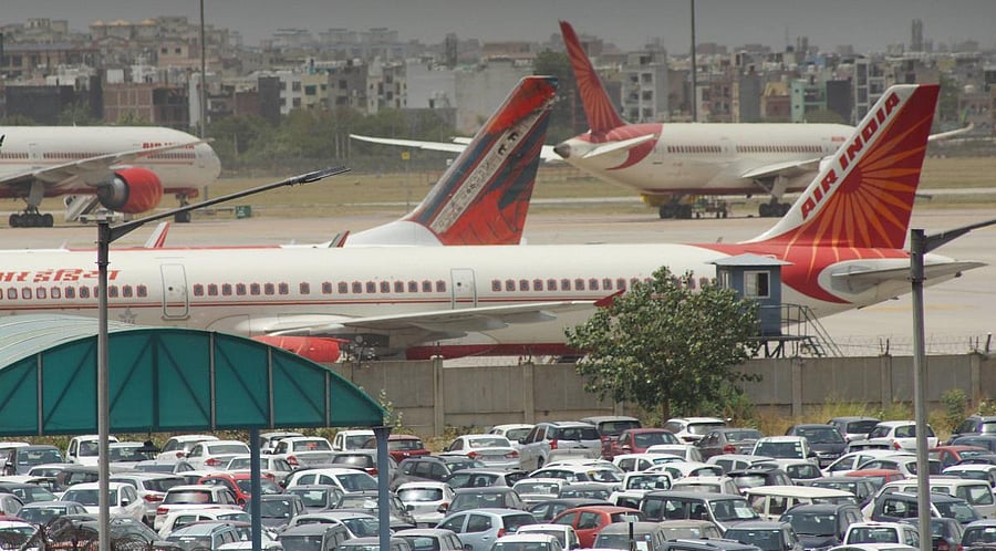 Aeroplanes parked at T3 of IGI airport for domestic travel after the resumption of flight services (PTI Photo)