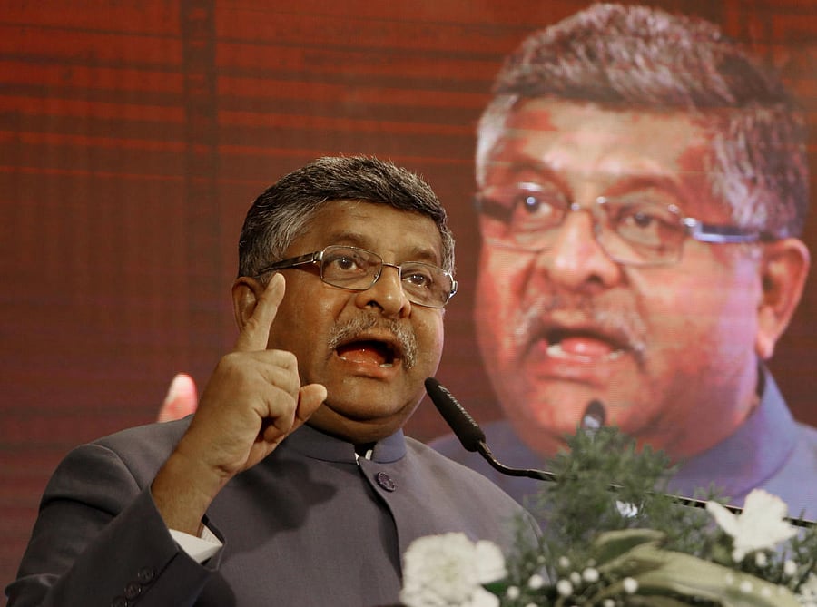 Senior BJP leader and Union minister Ravi Shankar Prasad. (PTI Photo)