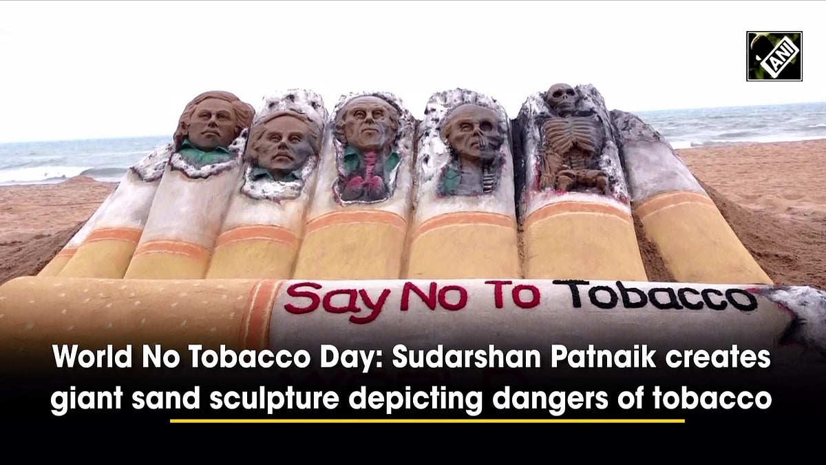 sand drown of tobacco World No Tobacco Day: Sudarshan Patnaik creates giant sand sculpture  depicting dangers of tobacco