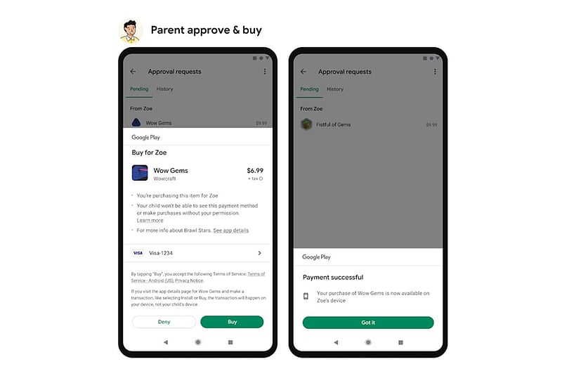 Google Play Store to allow children send purchase request to parents