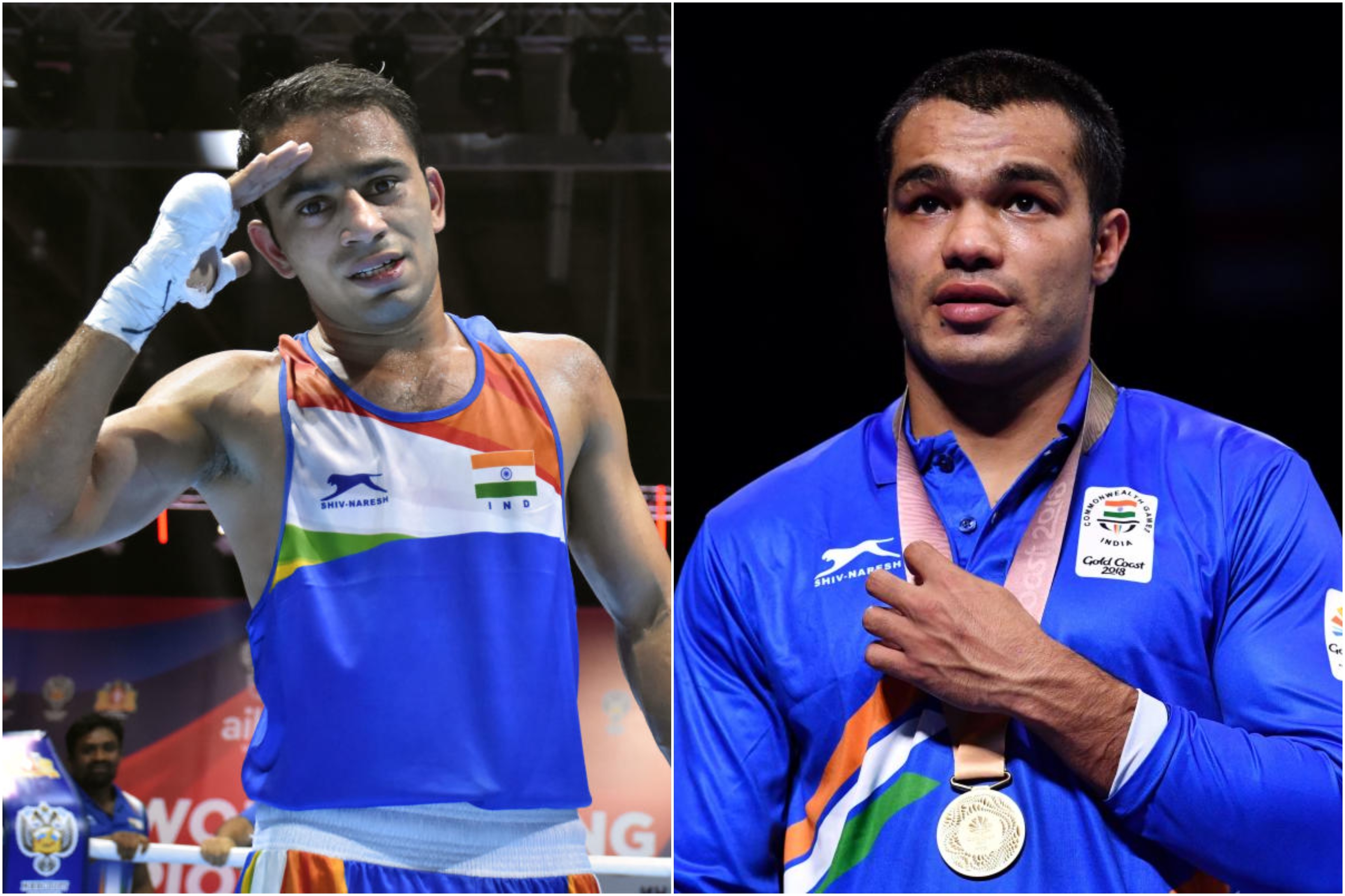 World silver-medallist Amit Panghal and the seasoned Vikas Krishan. Credit: PTI