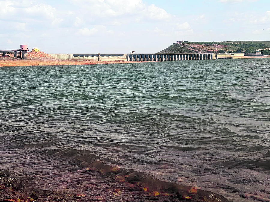 Almatti dam in its first inflows of the season, received 12,761 cusecs of water on Friday. DH PHOTO