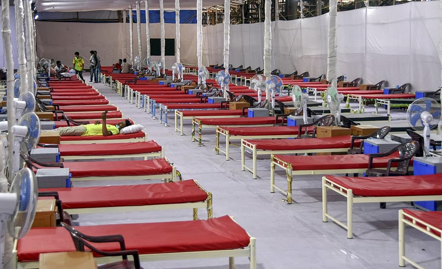A quarantine center with 300 beds set up for treating COVID-19 patients during the ongoing nationwide lockdown, at Nagpada area in Mumbai. PTI