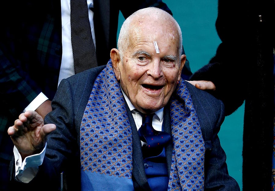 Actor Sir Ian Holm arrives for the premiere of "Tolkien" at the Curzon Mayfair, in London. Reuters/File