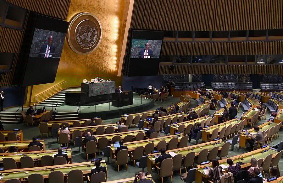 India's Permanent Representative to the UN Ambassador T S Tirumurti said the global outbreak of COVID-19 has "upended lives and disrupted lifestyles” of people across the world. Credit: AFP Photo