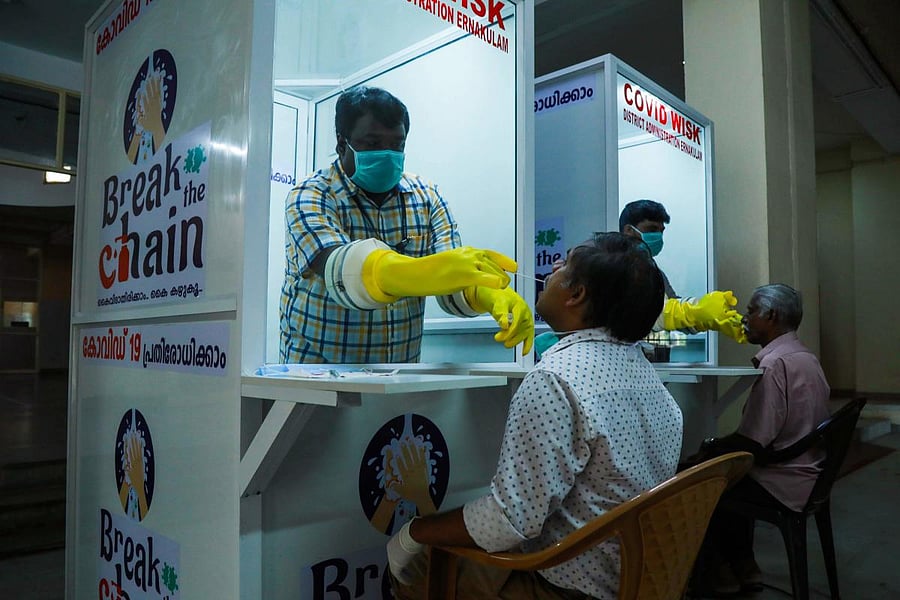 AFP/file photo of a sample collection booth for COVID-19 testing in Kerala