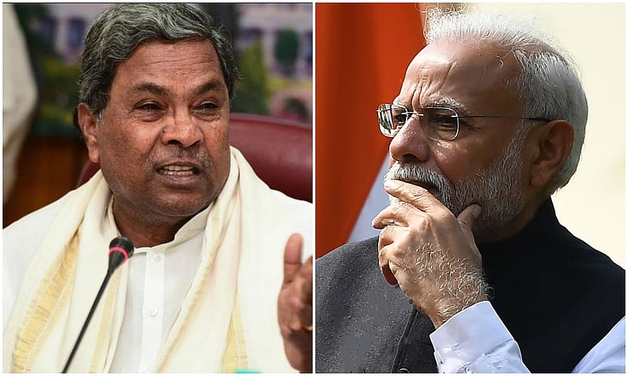 Siddaramaiah and Narendra Modi file photos