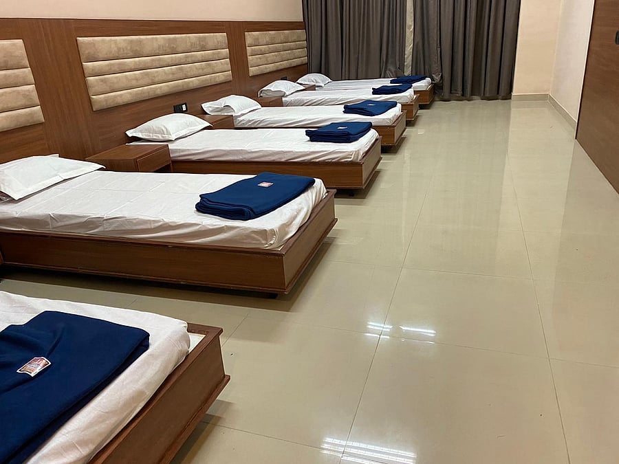 Facility at the Covid Care Centre set up at Haj Bhavan, Bengaluru.