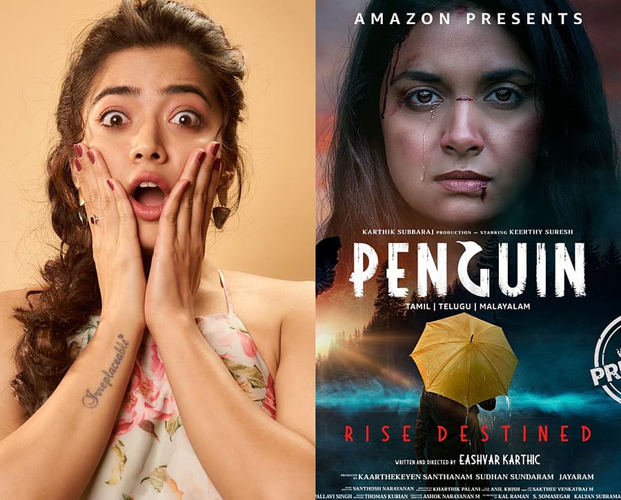 Rashmika Mandanna liked Keerthy Suresh's performance in 'Penguin'. Credit: Twitter/@iamRashmika, Facebook/AmazonPrimeVideo