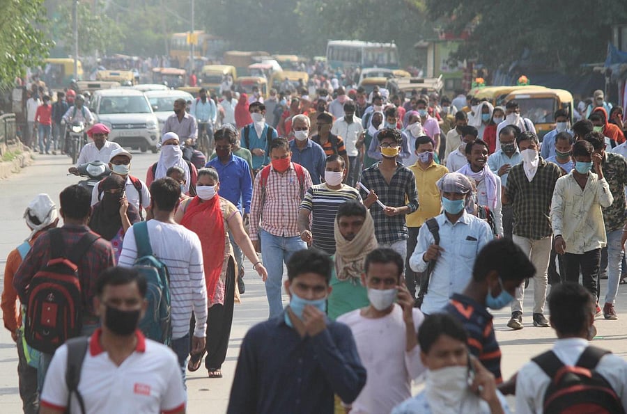 People in Haryana wearing facemask amid Covid-19 pandemic (PTI Photo)