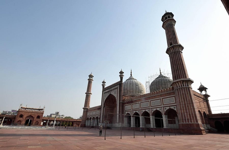 Jama Masjid wears a deserted look during the ongoing nationwide COVID-19 lockdown, in New Delhi, Thursday, June 11, 2020. Credit/PTI Photo