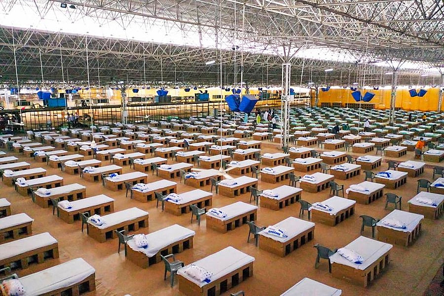 A view of a newly created Covid-19 care facility with over 10,000 beds at Radha Soami Beas. Credit: PTI Photo