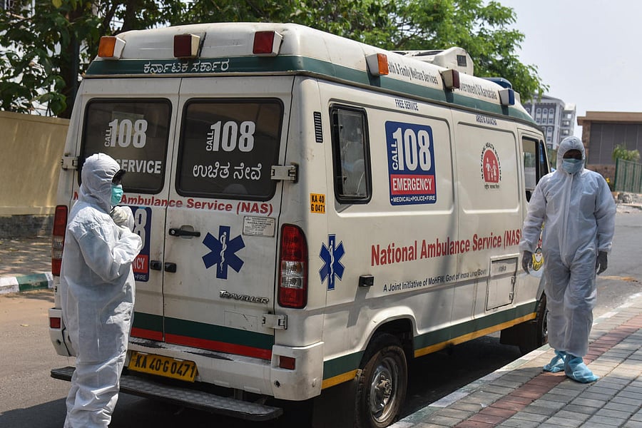 Most of the ambulance drivers have sent their families to their native places as a precautionary measure. DH File Photo