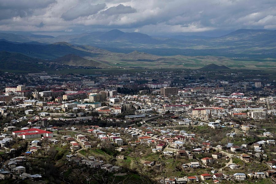 This file photograph taken on April 4, 2016, shows a general view of Stepanakert, the unrecognised capital of Armenian-seized Azerbaijani region of Nagorny Karabakh. Credit: AFP