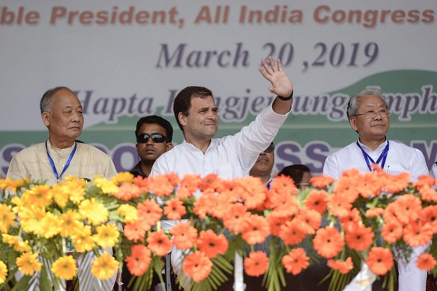 Congress leader Rahul Gandhi at a public meeting, in Imphal, Manipur. File Photo. Credit: PTI Photo
