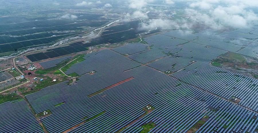A view of 750 MW Solar Power Plant Project, inaugurated by Prime Minister Narendra Modi via video conferencing.