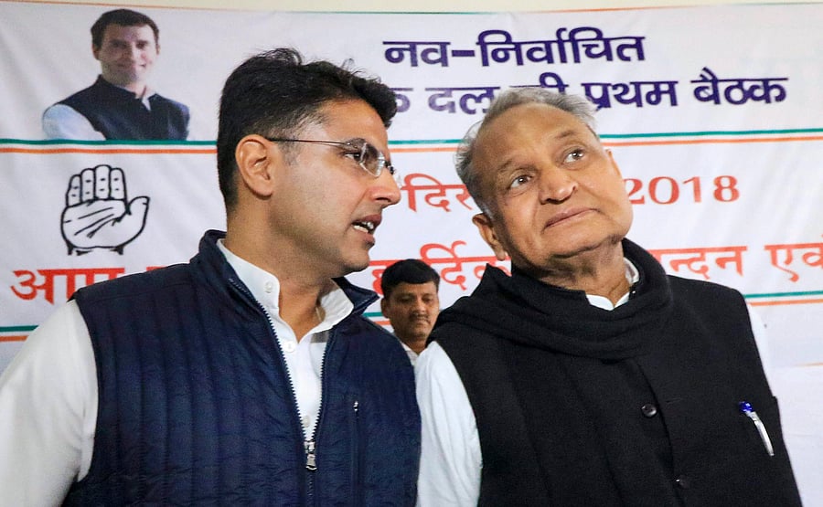 Congress leaders Sachin Pilot and senior leader Ashok Gehlot. Credit: PTI File Photo