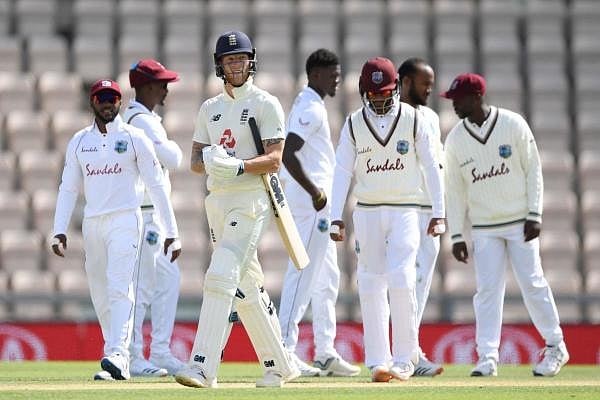 England's Ben Stokes prepares to bat on the fourth day of the first Test cricket match between England and the West Indies at the Ageas Bowl in Southampton, southwest England on July 11, 2020. Credit: AFP Photo