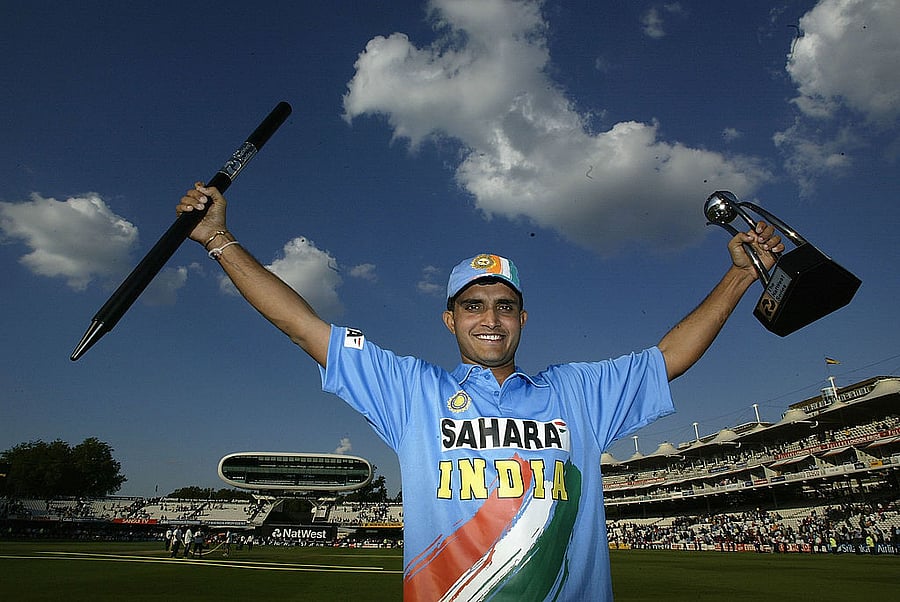 Captain Sourav Ganguly with the NatWest Trophy after the final. Credit: Getty images