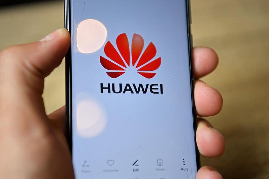 The logo of Chinese company Huawei. Credit: AFP