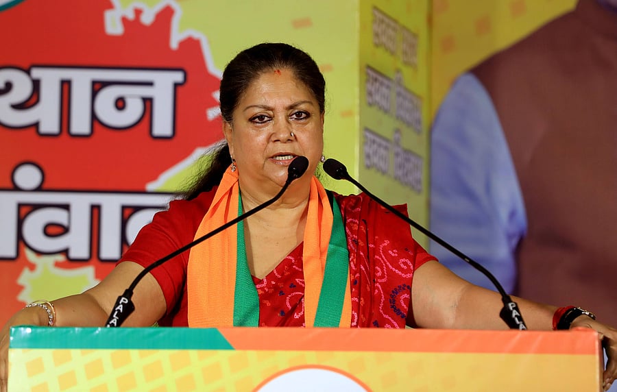 BJP leader and former Rajasthan chief minister Vasundhara Raje. Credits: PTI Photo