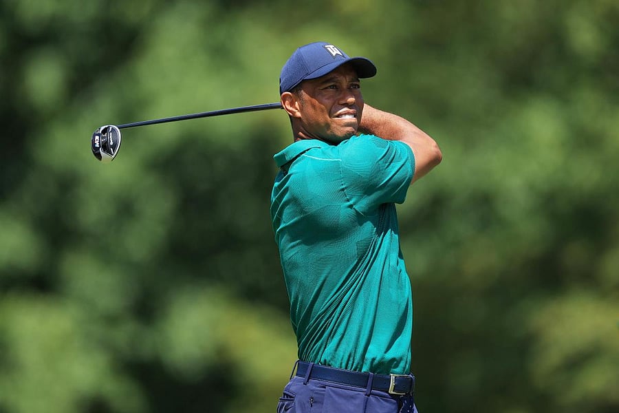 Tiger Woods of the United States plays his shot from the 18th tee during the third round of The Memorial Tournament. Credit: AFP Photo