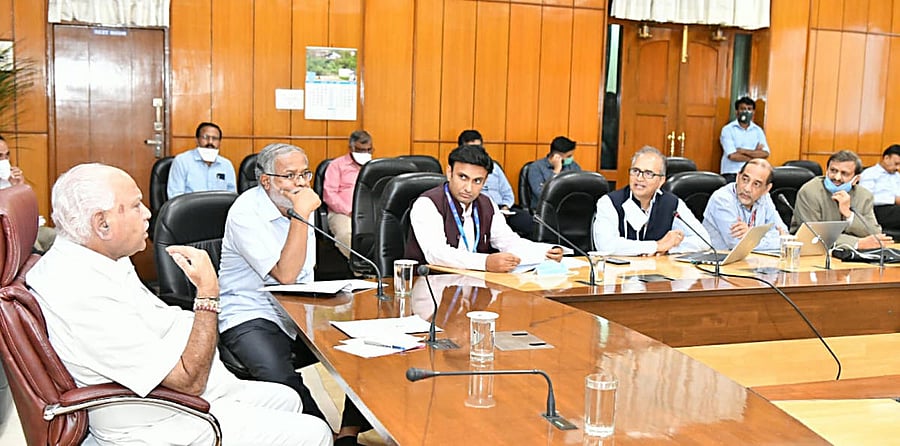 CM BS Yediyurappa holds a meeting with Task Force created to curb COVID-19. DH photo
