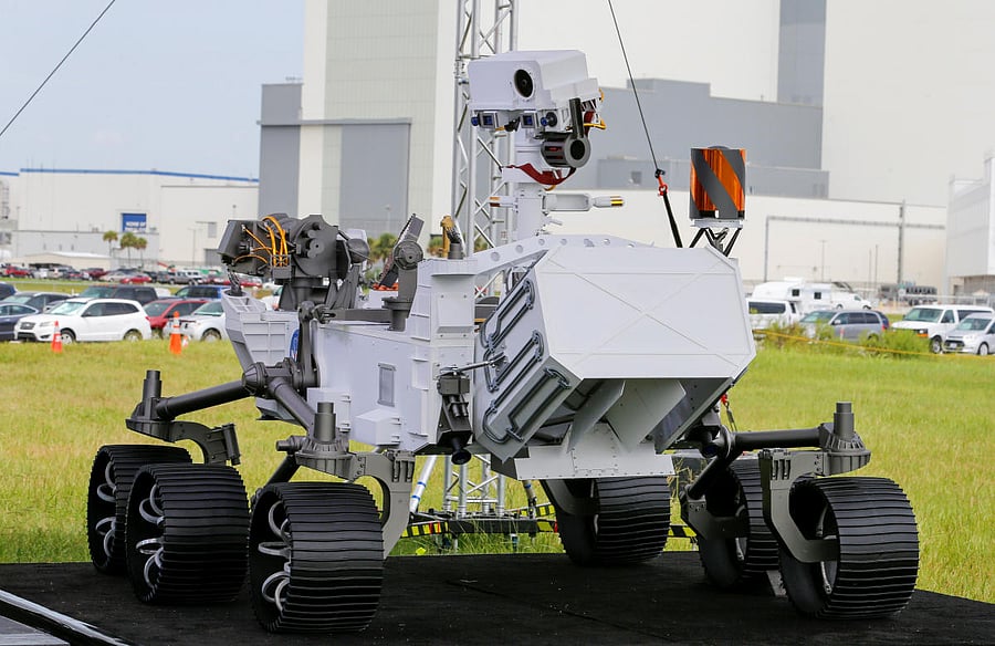A replica of the Mars 2020 Perseverance Rover is shown during a press conference ahead of the launch of a United Launch Alliance Atlas V rocket carrying the rover, at the Kennedy Space Center in Cape Canaveral, Florida, U.S. July 29, 2020. Credit: Reuters Photo