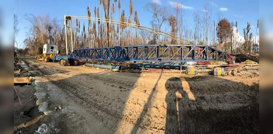 The site of the gas well blowout, where experts are trying to cap the well and douse the fire on Saturday. Credit: OIL