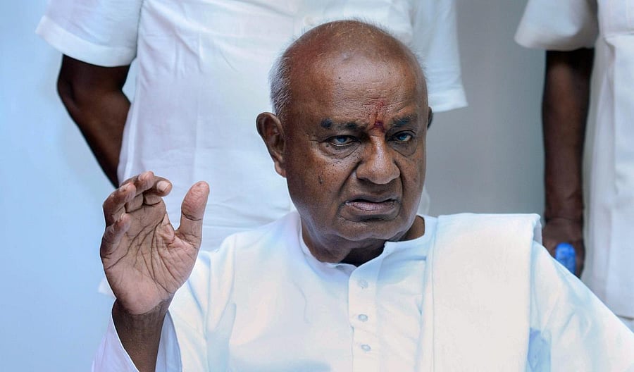 JD(S) President H D Deve Gowda. Credit: PTI Photo